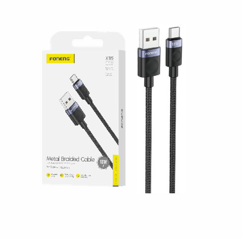 X115 18W USB+C FAST CHARGING METAL HEAD BRAIDED CABLE