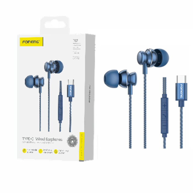 T67 TYPE C WIRED AURICULAR AZUL