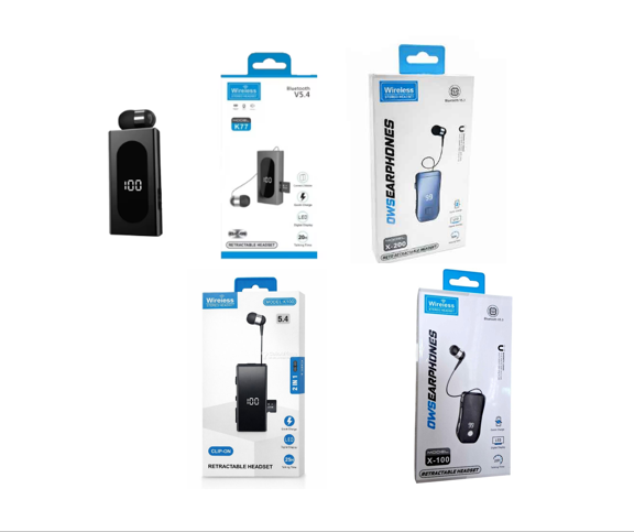 X100/X200-K77-K100/K101 2IN1 CLIP ON RETRACTABLE HEADSET