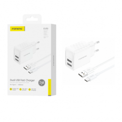 EU53 2.4A/12W TIPO C DUAL USB CARGADOR