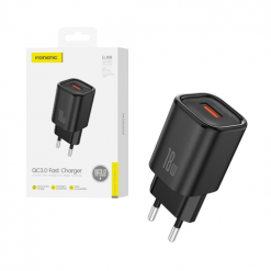 EU68 QC3.0 18W USB ENCHUFE CARGA RAPIDA  BLACK