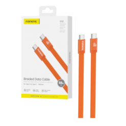 X121 60W C+C METAL HEAD FLAT BRAIDED DATA CABLE 1.2M ORANGE