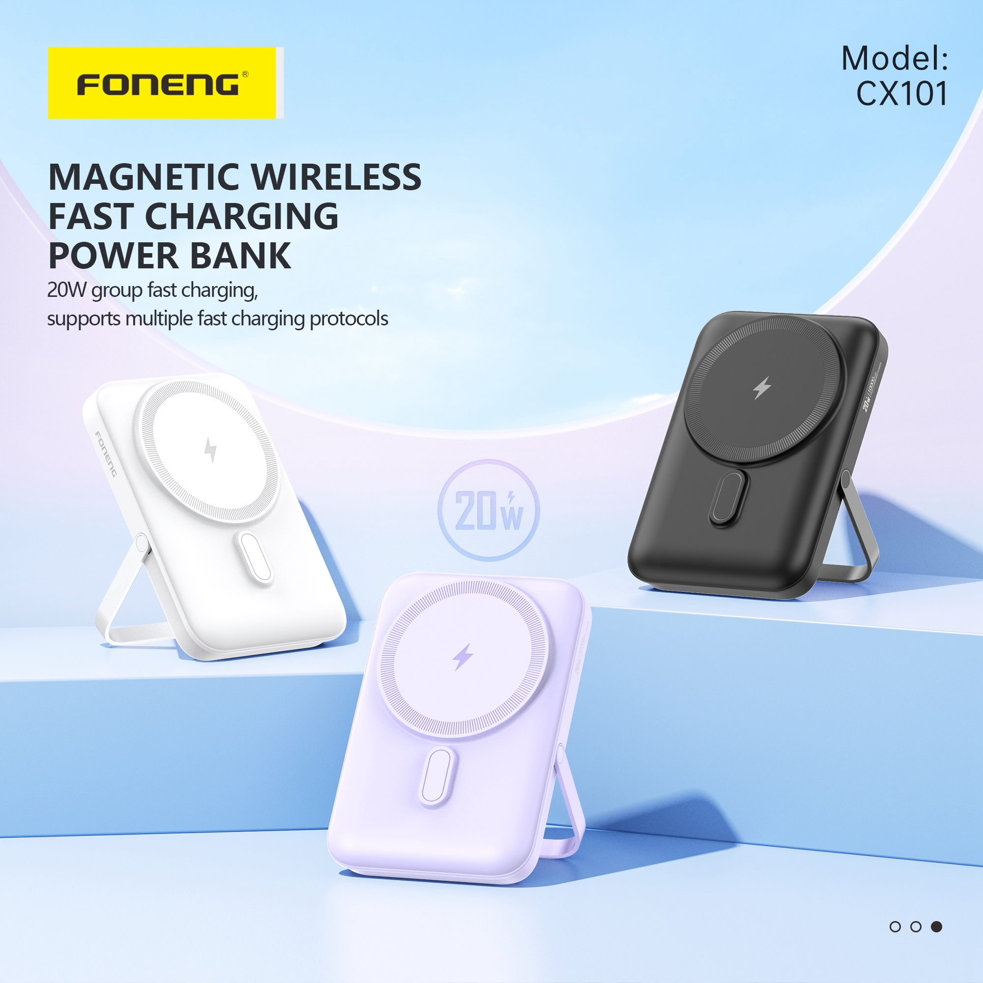 CX101 WHITE 10MIL MAGNETIC WIRELESS CHARGING POWERBANK WHITE BLACK - Image 6