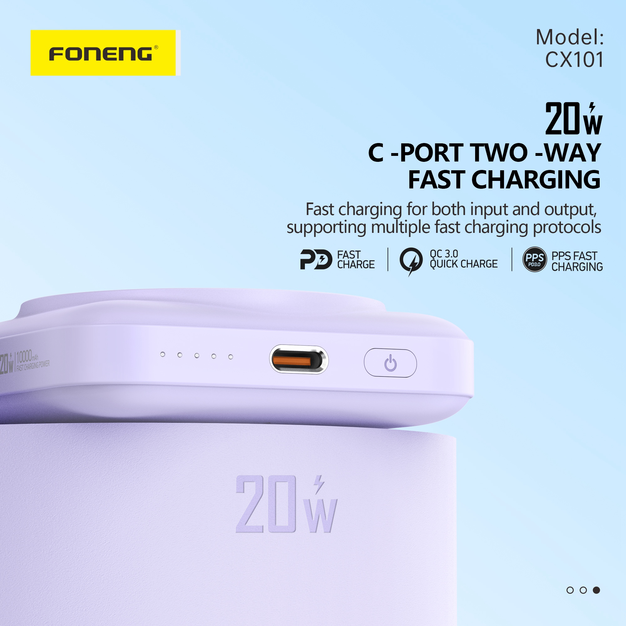 CX101 WHITE 10MIL MAGNETIC WIRELESS CHARGING POWERBANK WHITE BLACK - Image 3