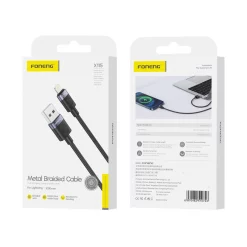 X115 1M USB+IPH FAST CHARGING METAL HEAD BRAIDED CABLE