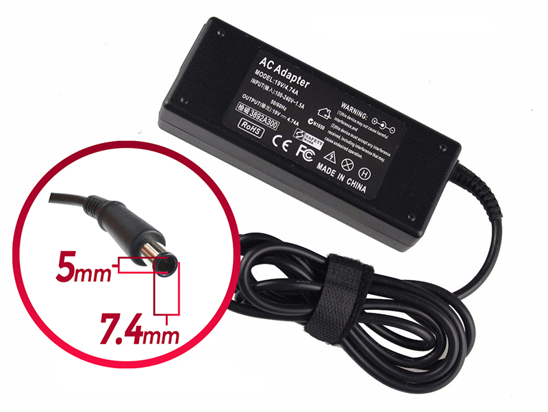 90W HP/COMPAQ CHARGER 18.5V 4.9A 7.4*5.0MM PIN